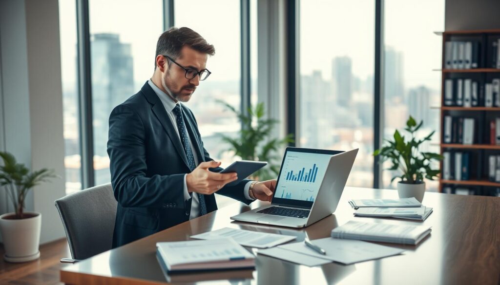 A professional psychiatrist in a modern office setting, analyzing data and trends related to salary factors. In the foreground, a confident psychiatrist dressed in business attire, focused on a laptop screen displaying graphs and statistics. The middle ground features a sleek desk with notes and financial reports spread out, a plant for a touch of nature, and a bookshelf filled with psychology texts. In the background, a large window reveals a cityscape, indicating a bustling urban environment. Soft, natural lighting filters in, creating a warm and productive atmosphere. The image has a slight depth of field effect, emphasizing the psychiatrist while subtly blurring the background, evoking a sense of professionalism and concentration. A professional psychiatrist in a modern office setting, analyzing data and trends related to salary factors. In the foreground, a confident psychiatrist dressed in business attire, focused on a laptop screen displaying graphs and statistics. The middle ground features a sleek desk with notes and financial reports spread out, a plant for a touch of nature, and a bookshelf filled with psychology texts. In the background, a large window reveals a cityscape, indicating a bustling urban environment. Soft, natural lighting filters in, creating a warm and productive atmosphere. The image has a slight depth of field effect, emphasizing the psychiatrist while subtly blurring the background, evoking a sense of professionalism and concentration.